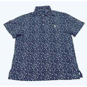 Polo Ralph Lauren Floral Short Sleeve Polo Shirt Mens Large Blue Preppy Soft AOP